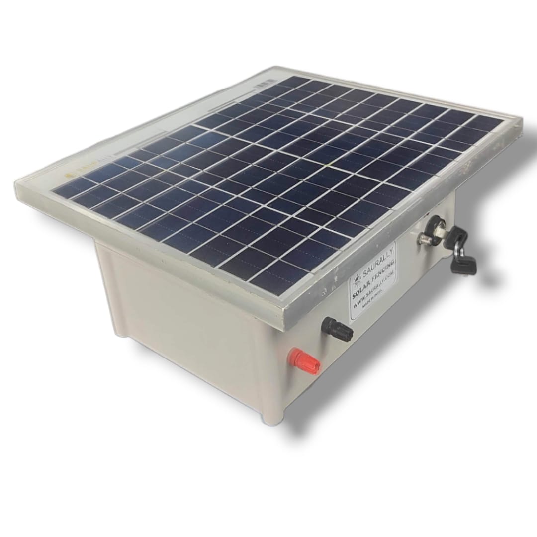 saurally-fencing-machine-3.jpg Saurally Solar Fencing Energiser Machine - Zatka Machine 12KV with Stand - Image 1